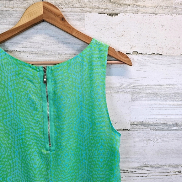 Ellie Kai Womens 100% Silk Sleeveless Tank Blouse Sz 6 Kelly Green Abstract Chic - Picture 9 of 12